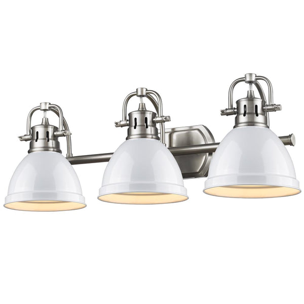 Golden - 3602-BA3 PW-WH - Three Light Bath Vanity - Duncan PW - Pewter from Lighting & Bulbs Unlimited in Charlotte, NC