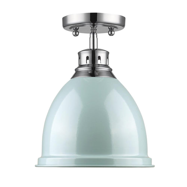 One Light Flush Mount from the Duncan CH Collection in Chrome Finish by Golden
