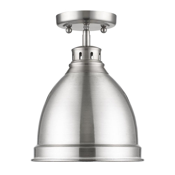 One Light Flush Mount from the Duncan PW Collection in Pewter Finish by Golden