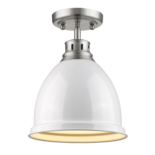 Golden - 3602-FM PW-WH - One Light Flush Mount - Duncan PW - Pewter from Lighting & Bulbs Unlimited in Charlotte, NC