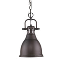 One Light Pendant from the Duncan RBZ Collection in Rubbed Bronze Finish by Golden