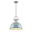 One Light Pendant from the Duncan PW Collection in Pewter Finish by Golden