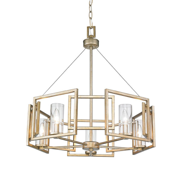 Five Light Chandelier from the Marco WG Collection in White Gold Finish by Golden