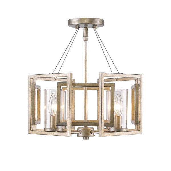Four Light Semi-Flush Mount from the Marco WG Collection in White Gold Finish by Golden