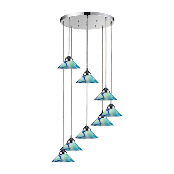 ELK Home - 1477/8R-CAR - Eight Light Pendant - Refraction - Polished Chrome from Lighting & Bulbs Unlimited in Charlotte, NC
