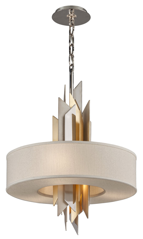 Corbett Lighting - 207-44 - Four Light Pendant - Modernist - Pol Ss W Silver/Gold Leaf from Lighting & Bulbs Unlimited in Charlotte, NC