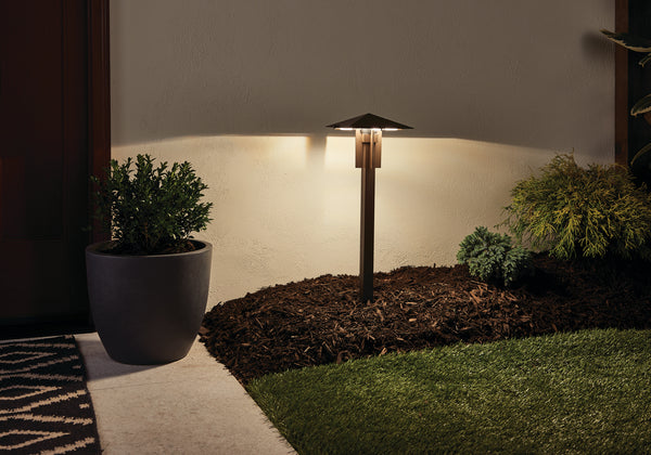 LED Pyramid Path from the No Family Collection in Textured Architectural Bronze Finish by Kichler