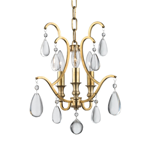 Hudson Valley - 9303-AGB - Three Light Semi Flush Mount/Pendant - Crawford - Aged Brass from Lighting & Bulbs Unlimited in Charlotte, NC