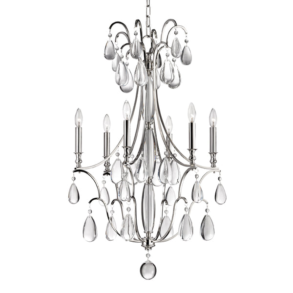 Hudson Valley - 9324-PN - Six Light Chandelier - Crawford - Polished Nickel from Lighting & Bulbs Unlimited in Charlotte, NC