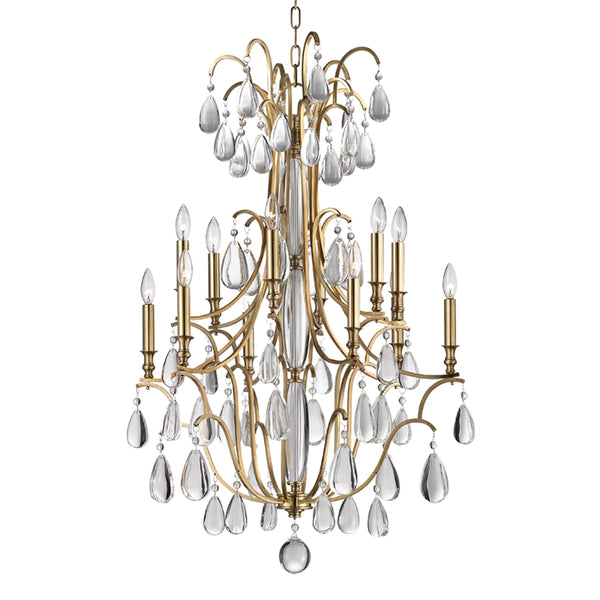 Hudson Valley - 9329-AGB - 12 Light Chandelier - Crawford - Aged Brass from Lighting & Bulbs Unlimited in Charlotte, NC