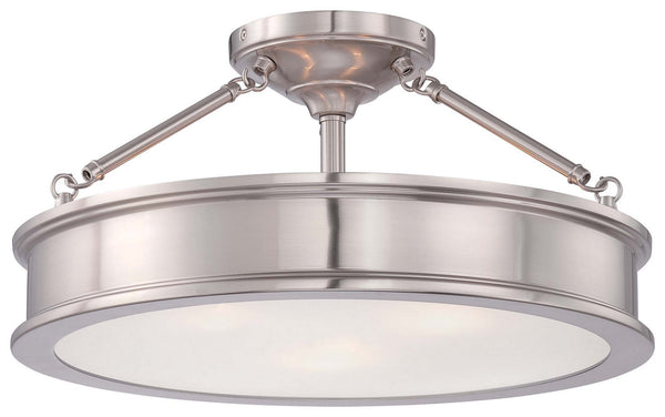 Minka-Lavery - 4177-84 - Three Light Semi Flush Mount - Harbour Point - Brushed Nickel from Lighting & Bulbs Unlimited in Charlotte, NC