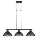 Three Light Linear Pendant from the Duncan RBZ Collection in Rubbed Bronze Finish by Golden