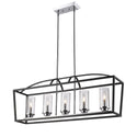 Five Light Linear Pendant from the Mercer Collection in Matte Black Finish by Golden