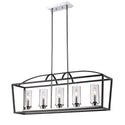 Five Light Linear Pendant from the Mercer Collection in Matte Black Finish by Golden