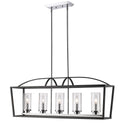 Five Light Linear Pendant from the Mercer Collection in Matte Black Finish by Golden