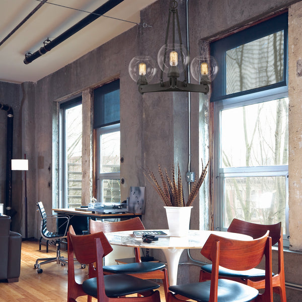 Three Light Chandelier from the Galveston Collection in Rubbed Bronze Finish by Golden