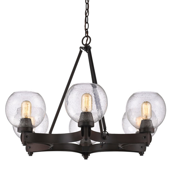 Six Light Chandelier from the Galveston Collection in Rubbed Bronze Finish by Golden