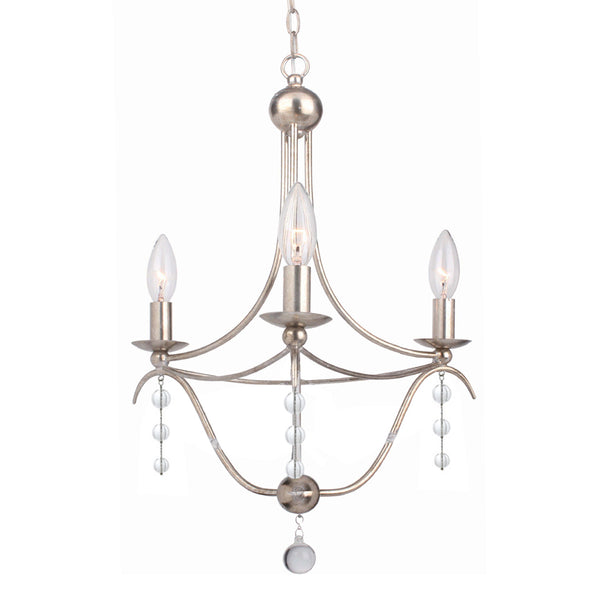 Crystorama - 433-SA - Three Light Mini Chandelier - Metro - Antique Silver from Lighting & Bulbs Unlimited in Charlotte, NC
