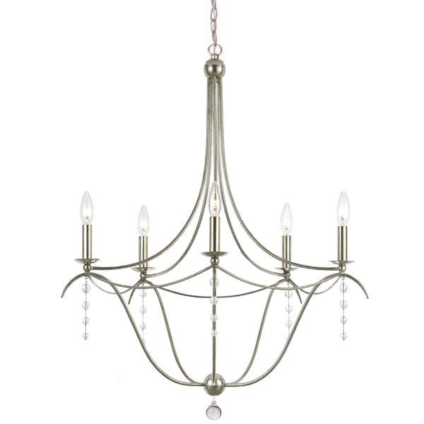 Crystorama - 435-SA - Five Light Chandelier - Metro - Antique Silver from Lighting & Bulbs Unlimited in Charlotte, NC