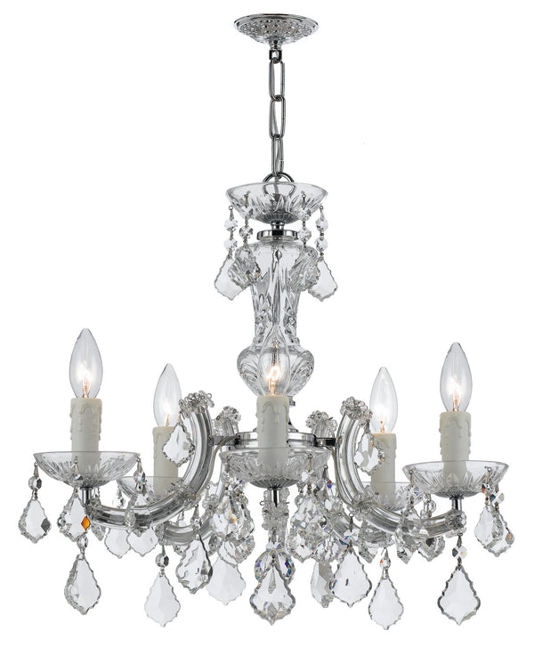 Crystorama - 4376-CH-CL-MWP - Five Light Mini Chandelier - Maria Theresa - Polished Chrome from Lighting & Bulbs Unlimited in Charlotte, NC