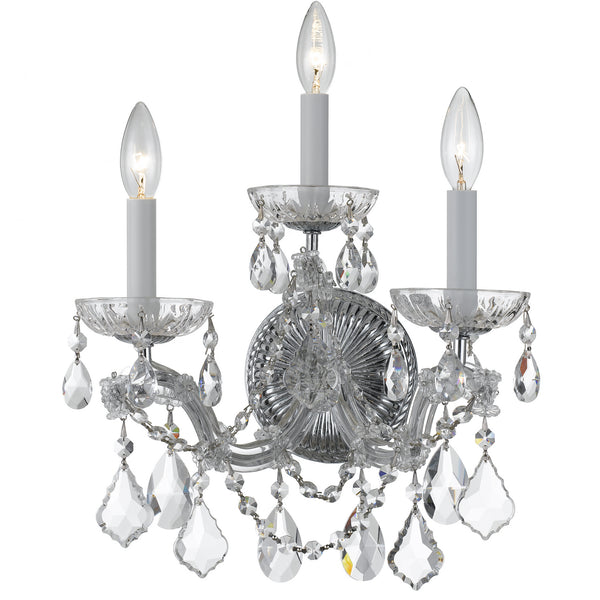 Crystorama - 4403-CH-CL-SAQ - Three Light Wall Mount - Maria Theresa - Polished Chrome from Lighting & Bulbs Unlimited in Charlotte, NC