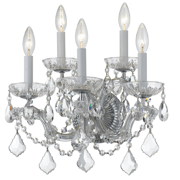 Crystorama - 4404-CH-CL-MWP - Five Light Wall Mount - Maria Theresa - Polished Chrome from Lighting & Bulbs Unlimited in Charlotte, NC