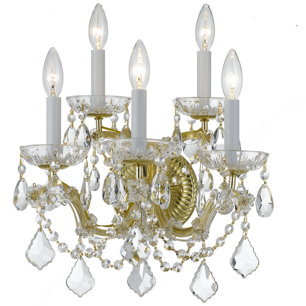 Crystorama - 4404-GD-CL-MWP - Five Light Wall Mount - Maria Theresa - Gold from Lighting & Bulbs Unlimited in Charlotte, NC