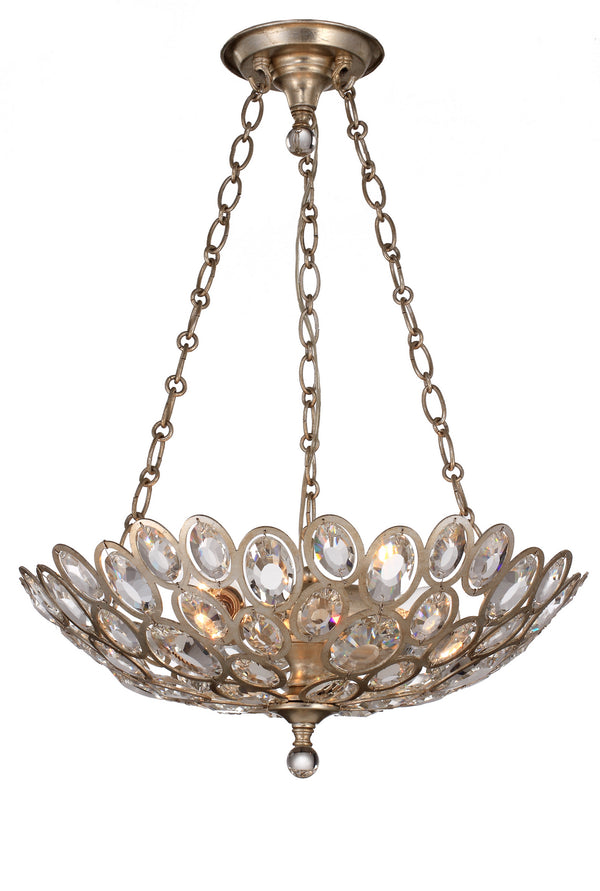 Crystorama - 7584-DT - Three Light Chandelier - Sterling - Distressed Twilight from Lighting & Bulbs Unlimited in Charlotte, NC