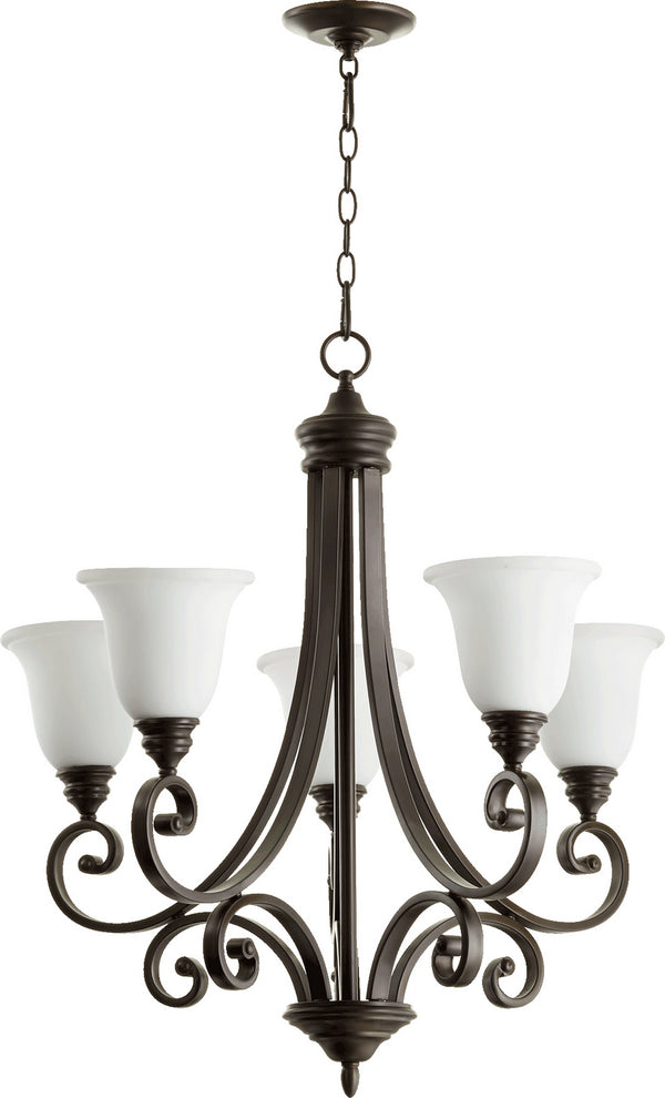 Quorum - 6154-5-186 - Five Light Chandelier - Bryant - Oiled Bronze w/ Satin Opal from Lighting & Bulbs Unlimited in Charlotte, NC