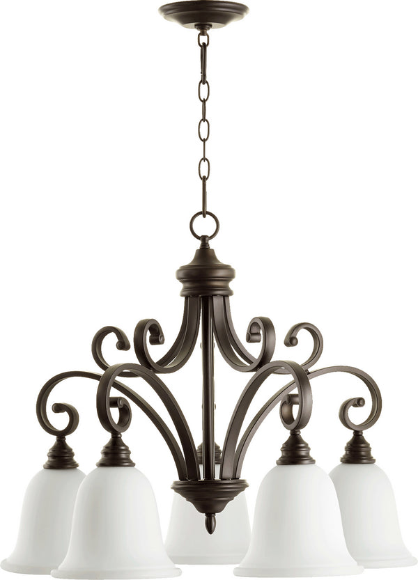 Quorum - 6354-5-186 - Five Light Chandelier - Bryant - Oiled Bronze w/ Satin Opal from Lighting & Bulbs Unlimited in Charlotte, NC
