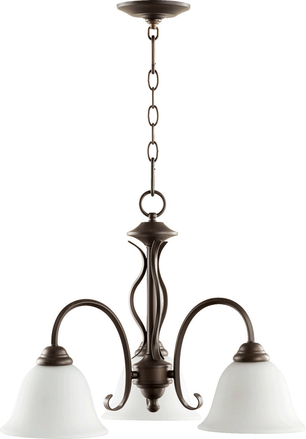 Quorum - 6410-3-186 - Three Light Chandelier - Spencer - Oiled Bronze w/ Satin Opal from Lighting & Bulbs Unlimited in Charlotte, NC