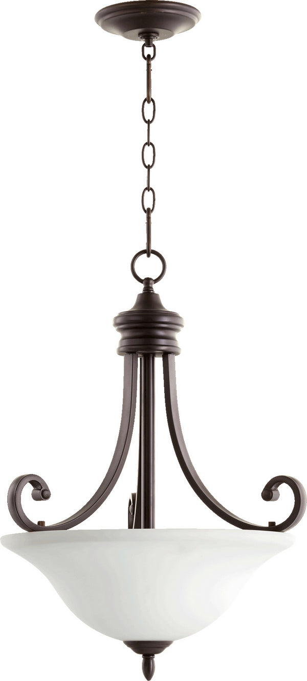 Quorum - 8154-3-186 - Three Light Pendant - Bryant - Oiled Bronze w/ Satin Opal from Lighting & Bulbs Unlimited in Charlotte, NC