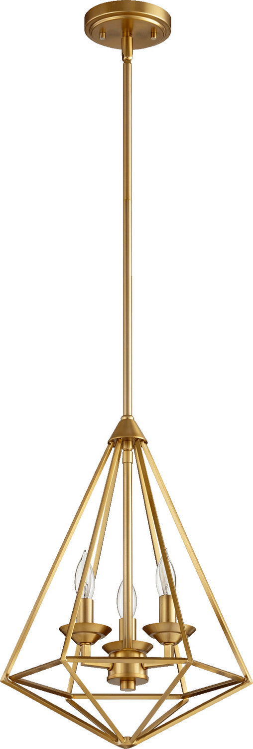 Quorum - 8311-3-80 - Three Light Pendant - Bennett - Aged Brass from Lighting & Bulbs Unlimited in Charlotte, NC