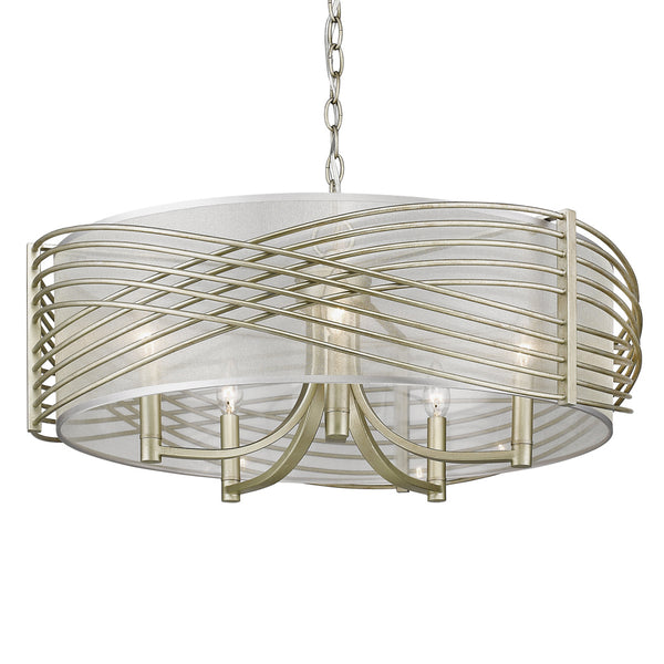 Five Light Chandelier from the Zara Collection in White Gold Finish by Golden