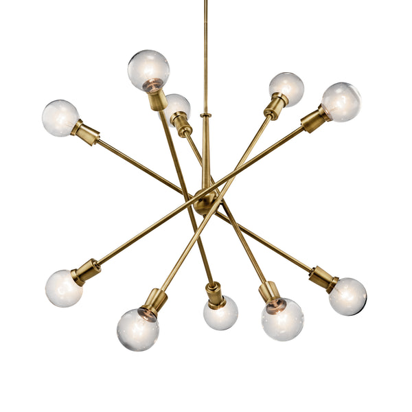 Ten Light Chandelier from the Armstrong Collection in Natural Brass Finish by Kichler