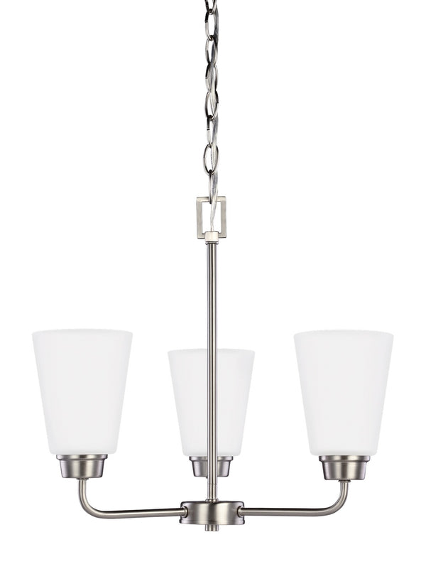 Generation Lighting - 3115203-962 - Three Light Chandelier - Kerrville - Brushed Nickel from Lighting & Bulbs Unlimited in Charlotte, NC
