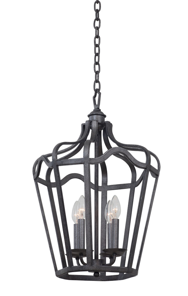 Kalco - 7414CL - Four Light Hanging Lantern - Livingston - Charcoal from Lighting & Bulbs Unlimited in Charlotte, NC