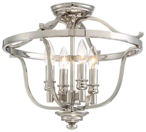 Minka-Lavery - 3296-613 - Four Light Semi Flush Mount - Audrey'S Point - Polished Nickel from Lighting & Bulbs Unlimited in Charlotte, NC