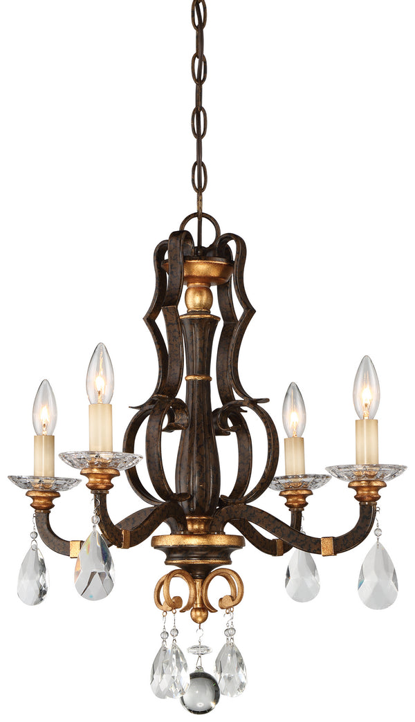 Metropolitan - N6454-652 - Four Light Mini Chandelier - Chateau Nobles - Raven Bronze W/Sunburst Gold H from Lighting & Bulbs Unlimited in Charlotte, NC
