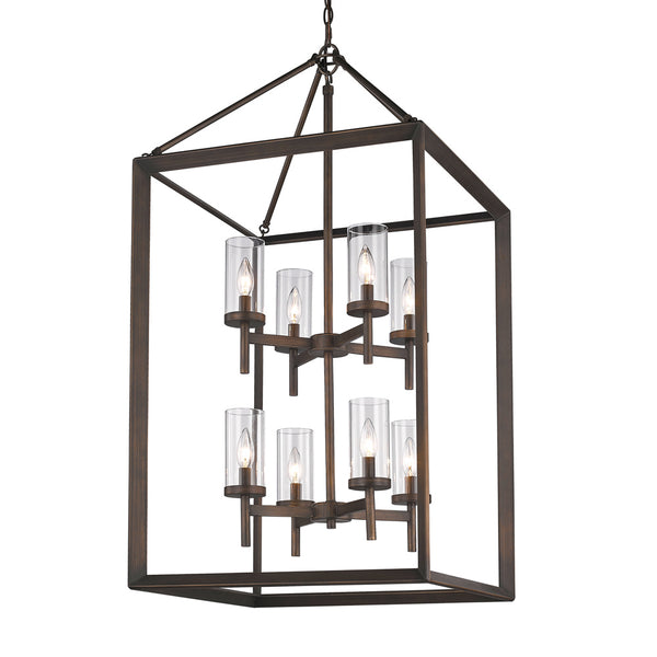 Eight Light Pendant from the Smyth Collection in Gunmetal Bronze Finish by Golden