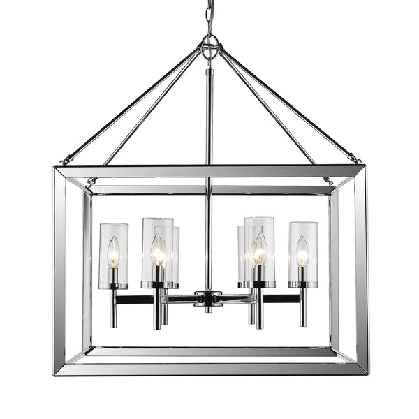 Golden - 2074-6 CH-CLR - Six Light Chandelier - Smyth CH - Chrome from Lighting & Bulbs Unlimited in Charlotte, NC
