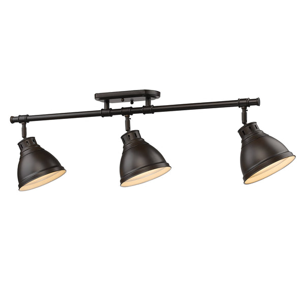 Three Light Semi-Flush Mount from the Duncan RBZ Collection in Rubbed Bronze Finish by Golden