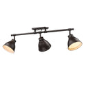 Three Light Semi-Flush Mount from the Duncan RBZ Collection in Rubbed Bronze Finish by Golden
