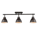 Three Light Semi-Flush Mount from the Duncan RBZ Collection in Rubbed Bronze Finish by Golden