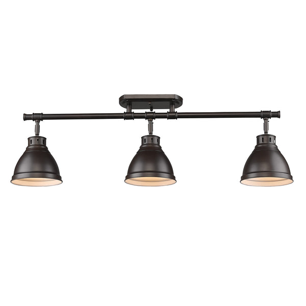 Three Light Semi-Flush Mount from the Duncan RBZ Collection in Rubbed Bronze Finish by Golden