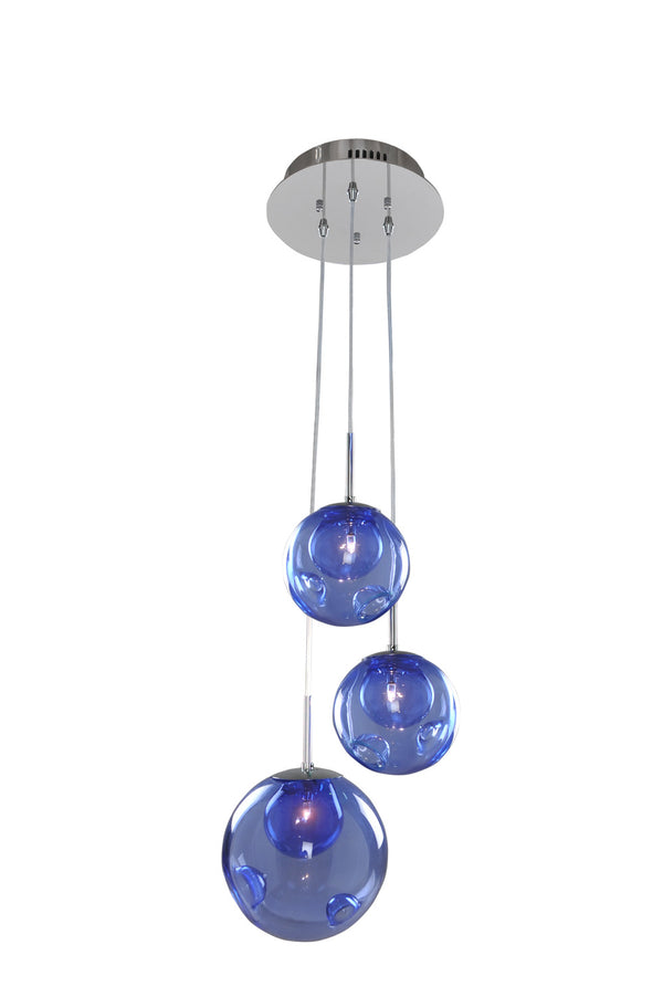 Kalco - 309540CH/SAPPH - Three Light Pendant - Meteor - Chrome from Lighting & Bulbs Unlimited in Charlotte, NC