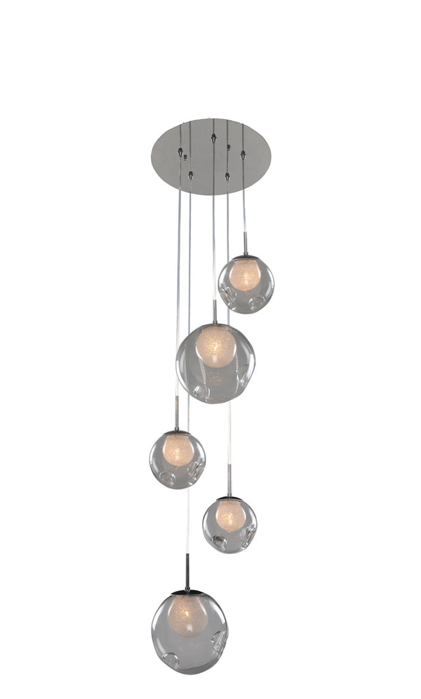 Kalco - 309541CH/CLEAR - Five Light Pendant - Meteor - Chrome from Lighting & Bulbs Unlimited in Charlotte, NC