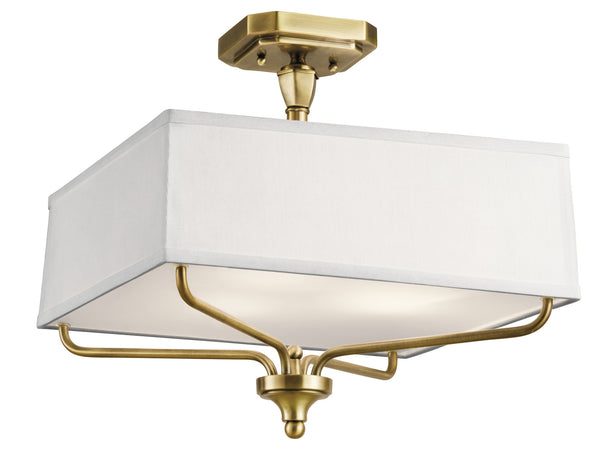 Kichler - 43309NBR - Three Light Semi Flush Mount - Arlo - Natural Brass from Lighting & Bulbs Unlimited in Charlotte, NC