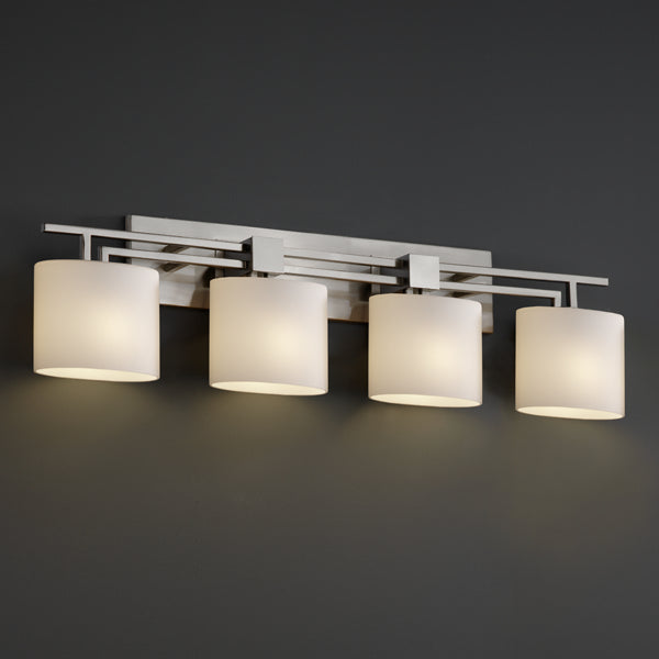Justice Designs - FSN-8704-30-OPAL-NCKL - Four Light Bath Bar - Fusion - Brushed Nickel from Lighting & Bulbs Unlimited in Charlotte, NC