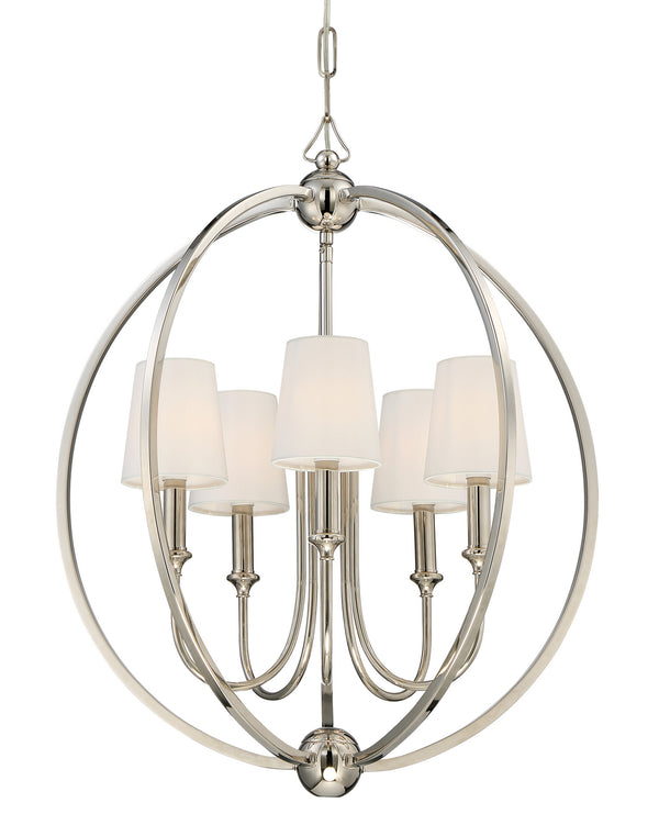 Crystorama - 2247-PN - Five Light Chandelier - Sylvan - Polished Nickel from Lighting & Bulbs Unlimited in Charlotte, NC